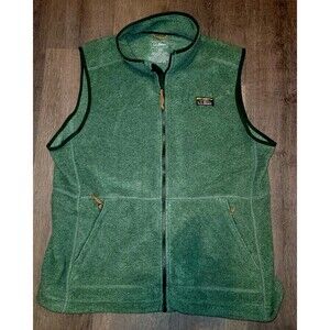 LL Bean Vest Mens L Tall Green Fleece Full Zip Pockets Lightweight Jacket